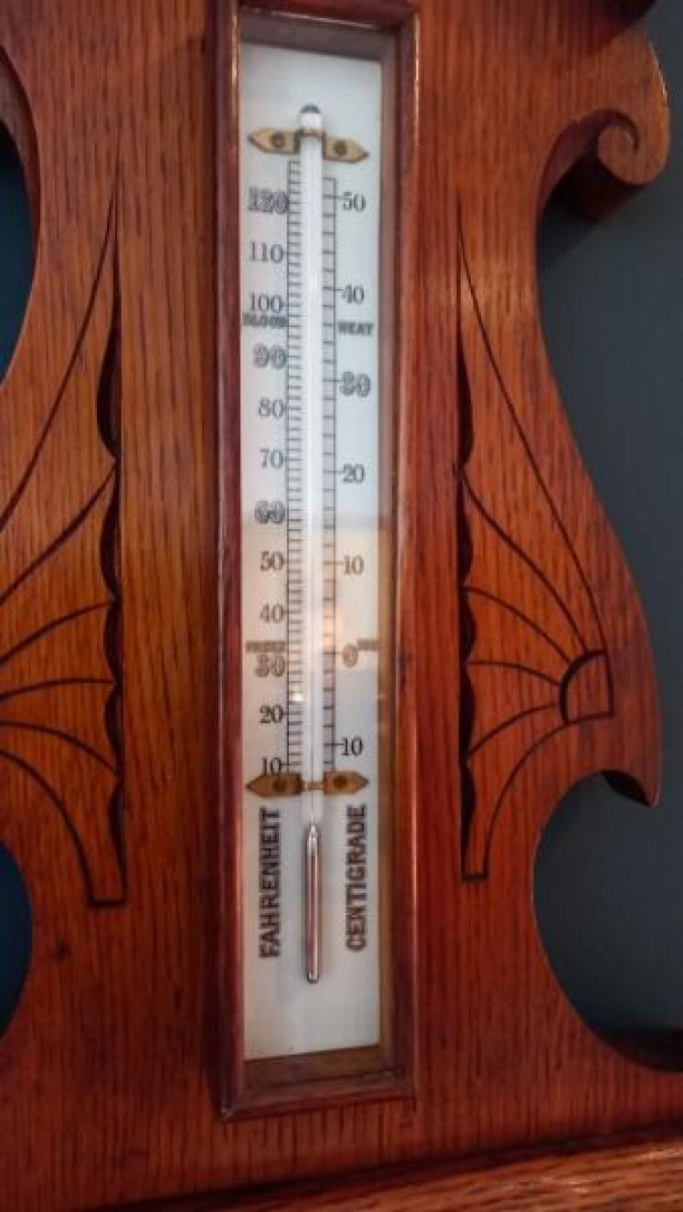Antique Polished Oak Hughes of London Banjo Barometer - Image 5