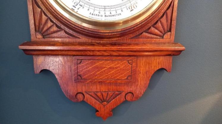 Antique Polished Oak Hughes of London Banjo Barometer - Image 7