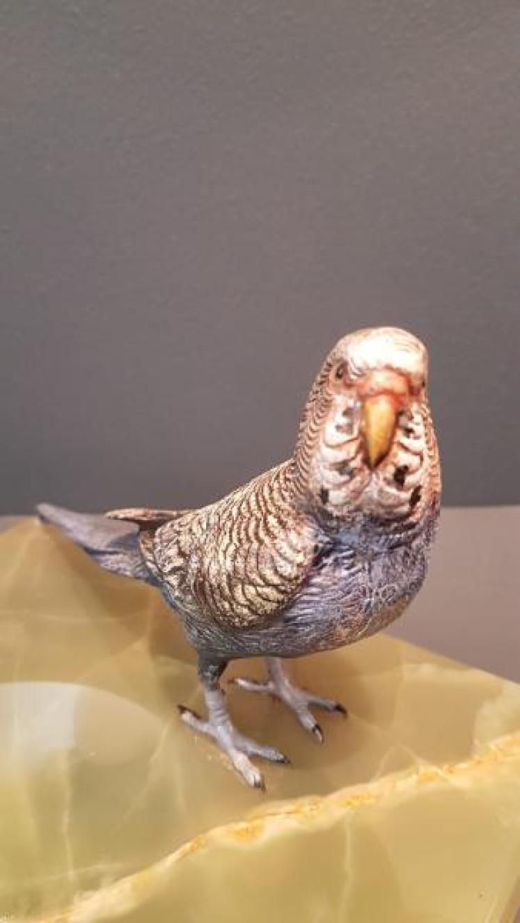 Cold Painted Bronze Budgerigar Desk Tidy - Image 6