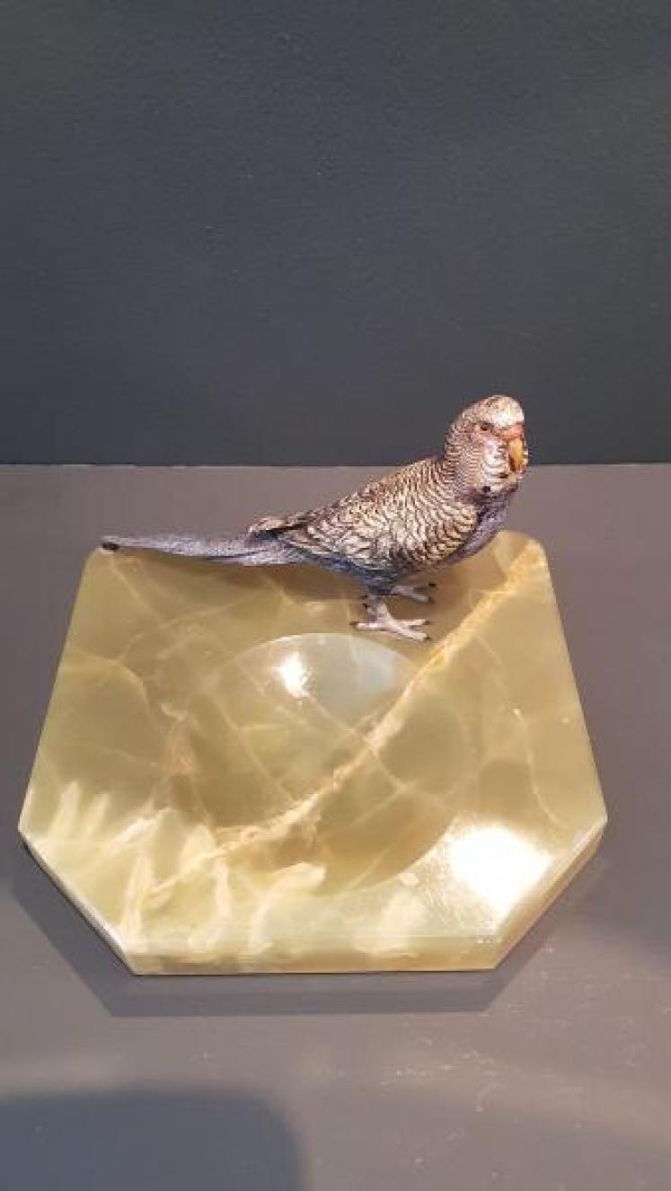 Cold Painted Bronze Budgerigar Desk Tidy - Image 7