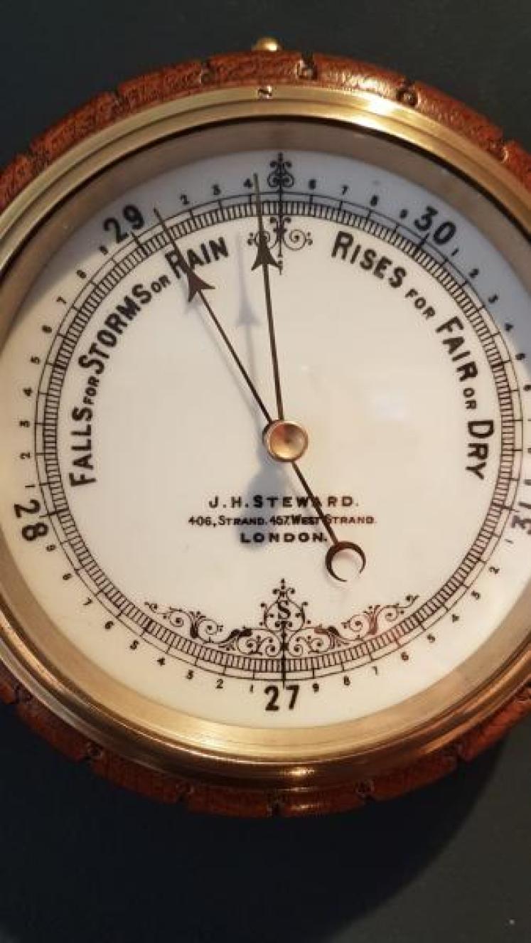 Victorian Oak Barometer by Steward - Image 2