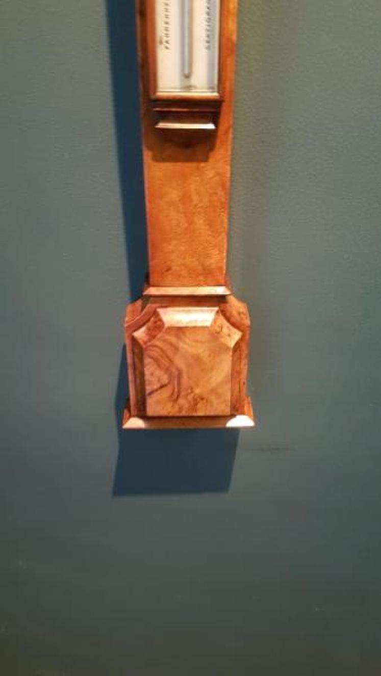 Victorian Burr Walnut Stick Barometer - Image 3