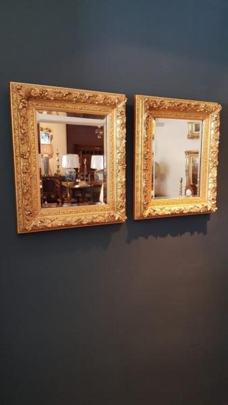 Matching Pair of Antique Timber Gilt Mirrors - Image 1