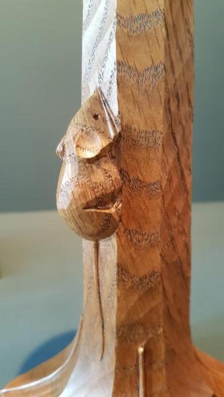 Matching Pair of Mouseman Adzed Oak Candlesticks - Image 4
