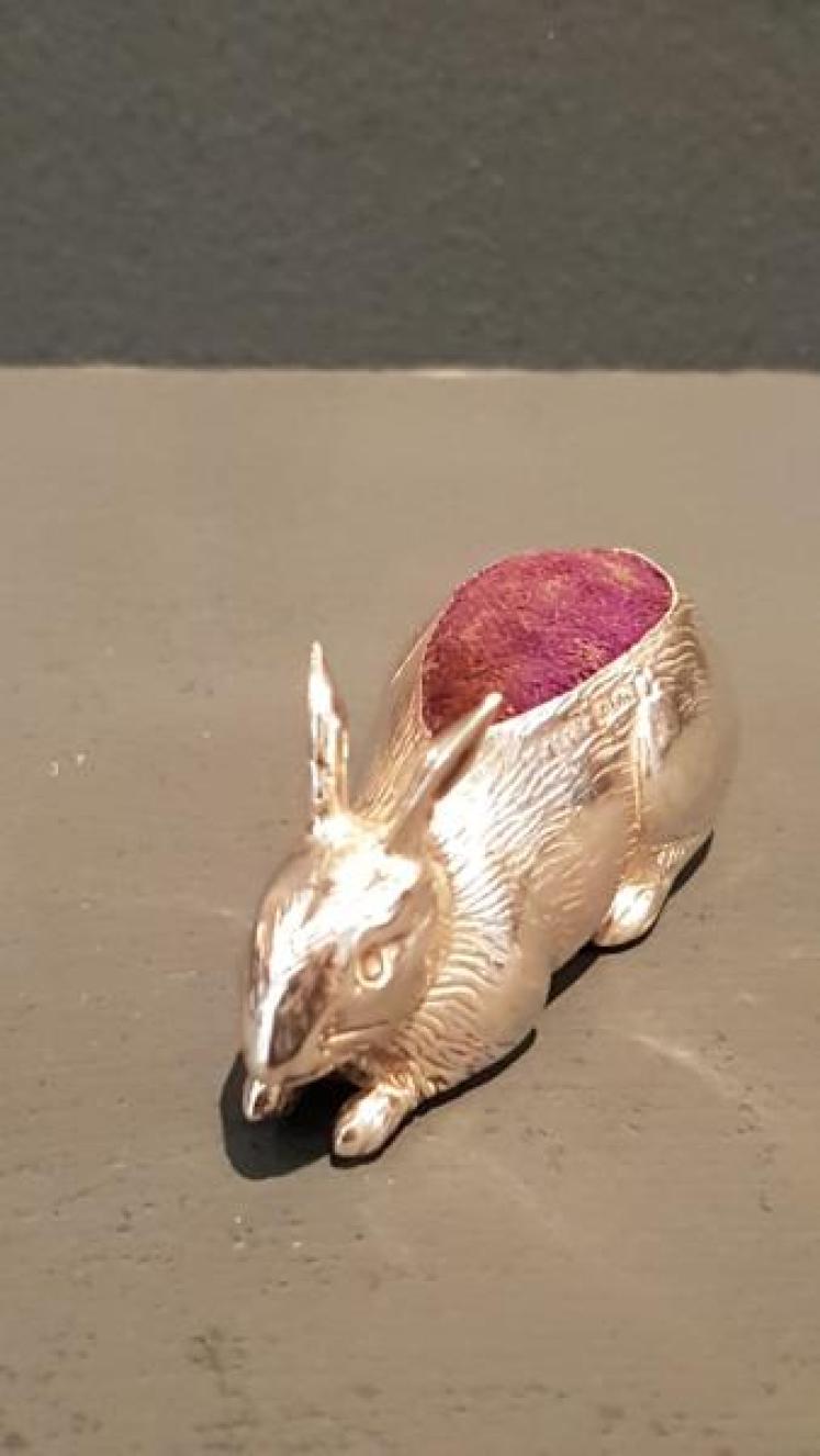 Antique Silver Rabbit Pin Cushion - Image 6