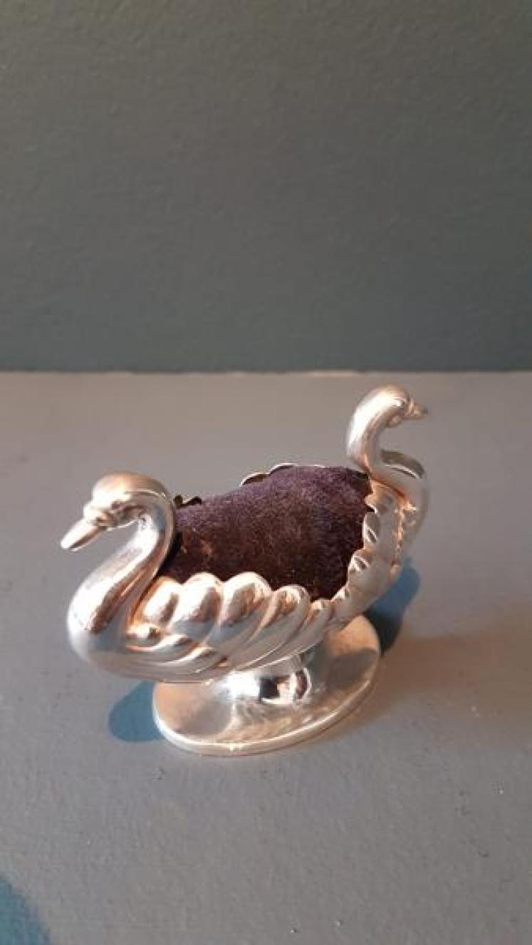 Victorian Double Head Swan Pin Cushion - Image 7