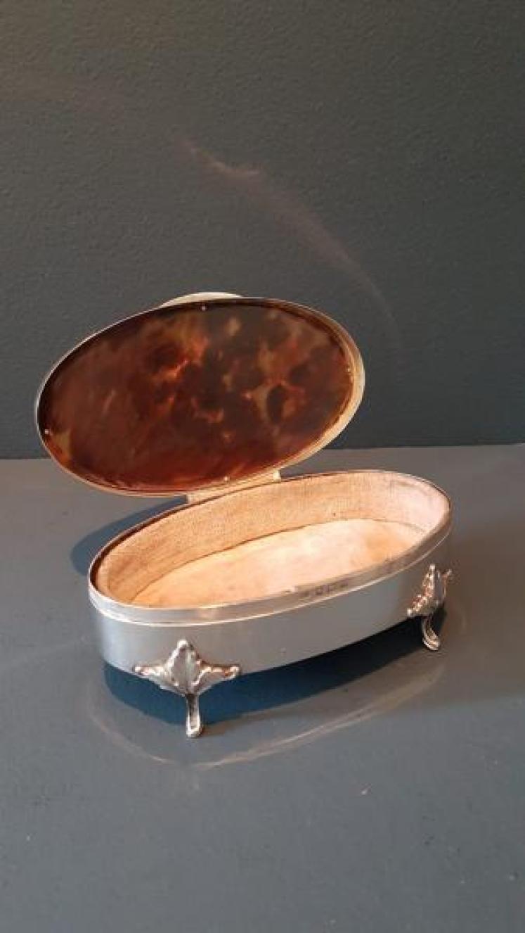 George V Silver and Tortoise Shell Ring Box - Image 5