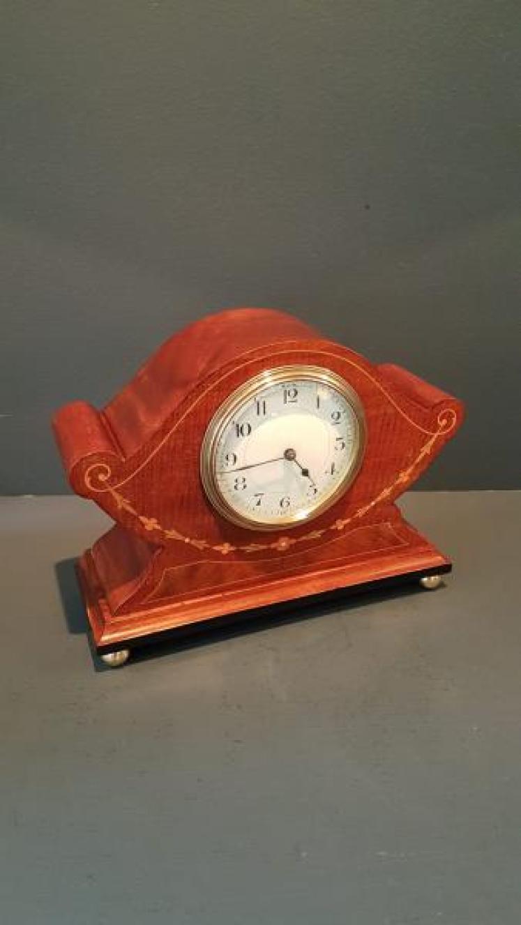 Superb Figured Mahogany Inlaid Mantel Clock - Image 2