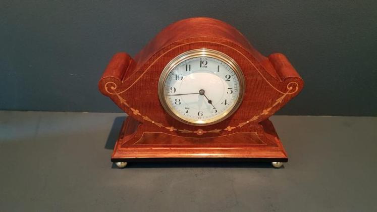 Superb Figured Mahogany Inlaid Mantel Clock - Image 3
