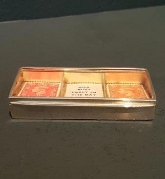 Silver Glass Top Three Section Stamp Box