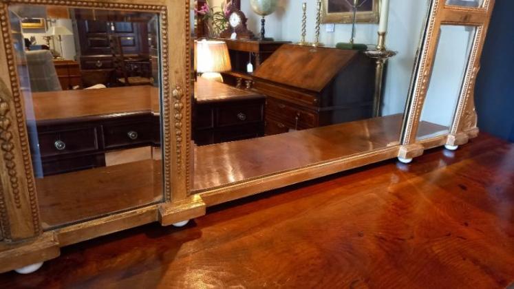 Mid Victorian Timber Gilt Over Mantle Wall Mirror - Image 4