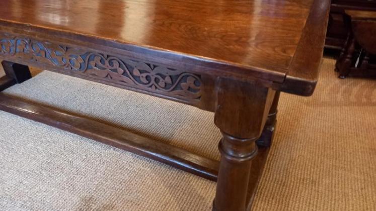 George III Period Oak Planked Top Refectory Table - Image 6