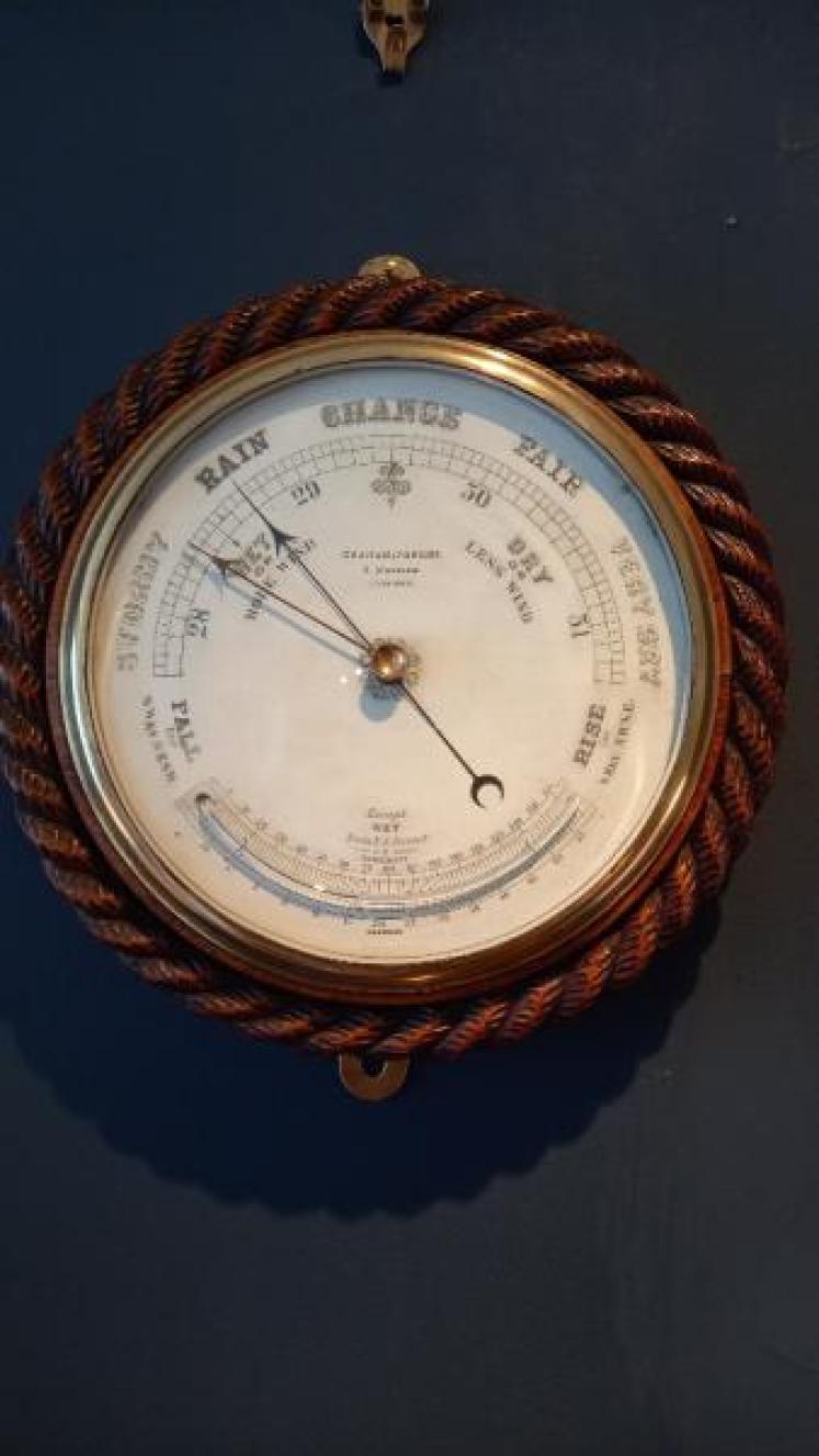 Mid Victorian Liverpool Ship's Barometer & Thermometer - Image 7