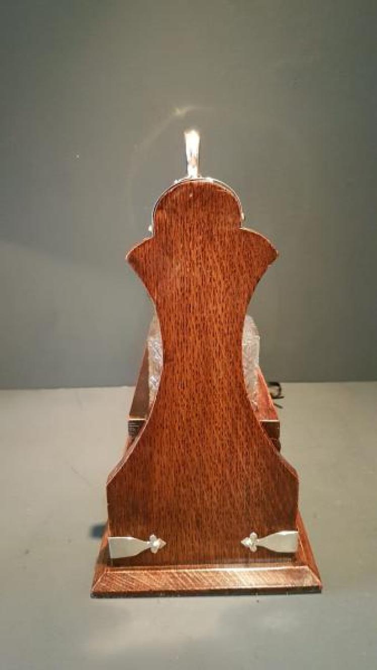 Victorian Oak and Silver Plate Three Bottle Tantalus - Image 3