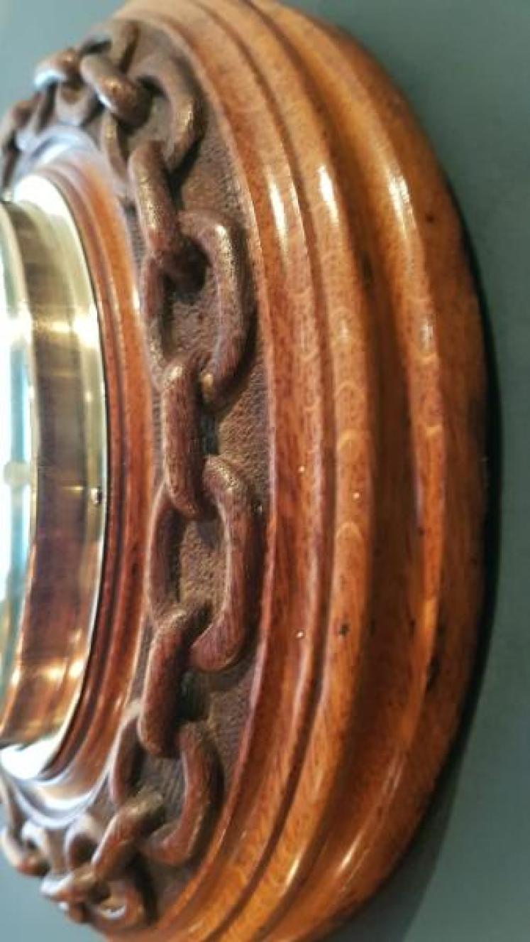 Victorian Oak Porcelain Dial Aneroid Barometer - Image 3
