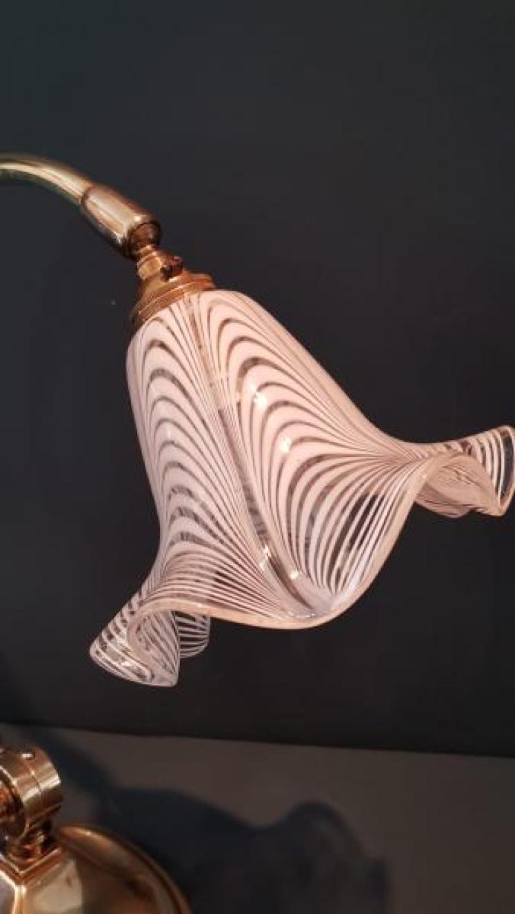 Edwardian Brass Desk Lamp and Shade - Image 2