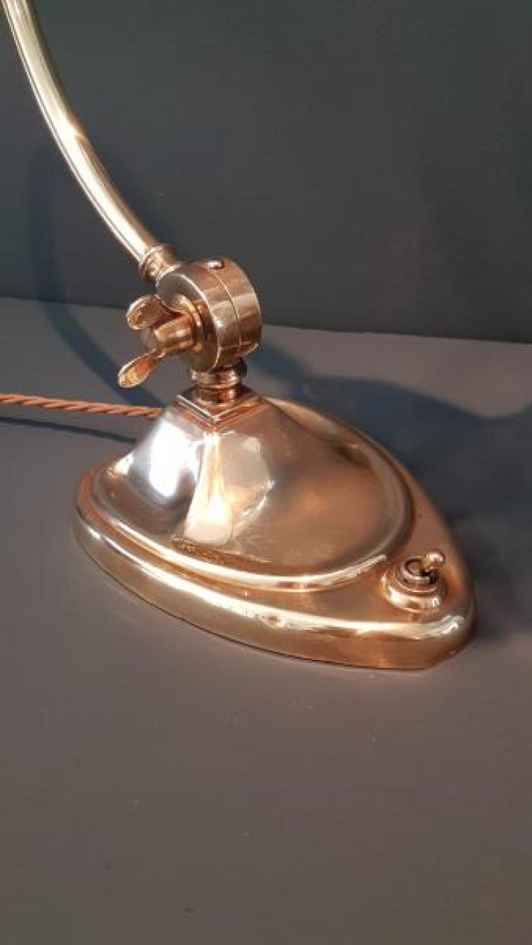 Edwardian Brass Desk Lamp and Shade - Image 3