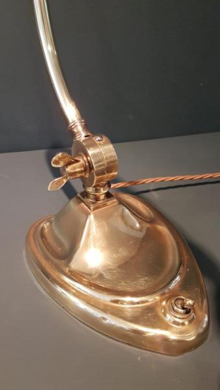 Edwardian Brass Desk Lamp and Shade - Image 4