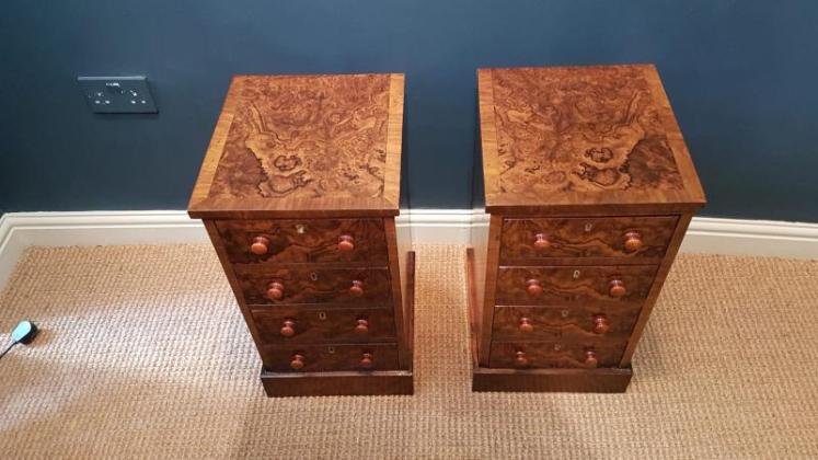 Pair of Victorian Burr Walnut Bedside Chests - Image 2