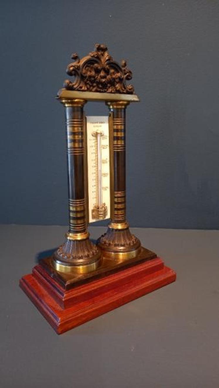 Antique Bronze Table Top Thermometer - Image 7