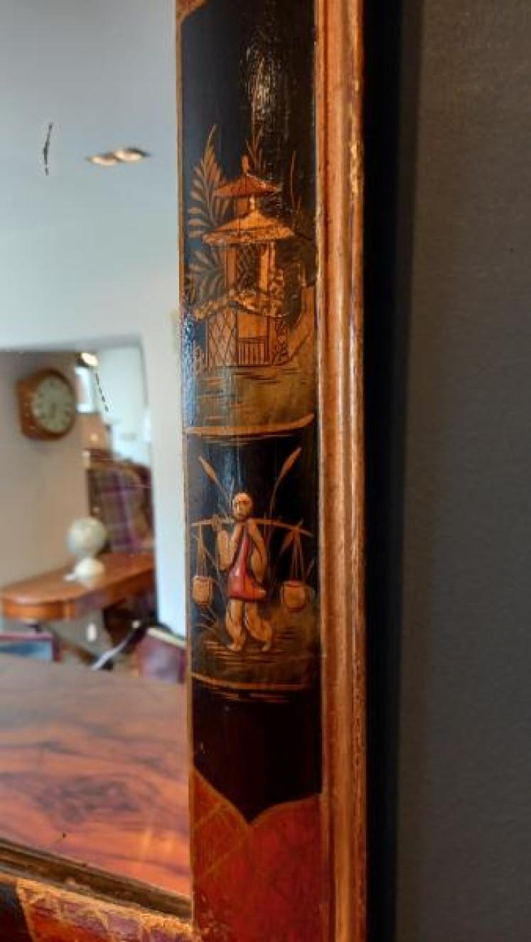 Victorian Chinioserie Cushion Frame Wall Mirror - Image 4
