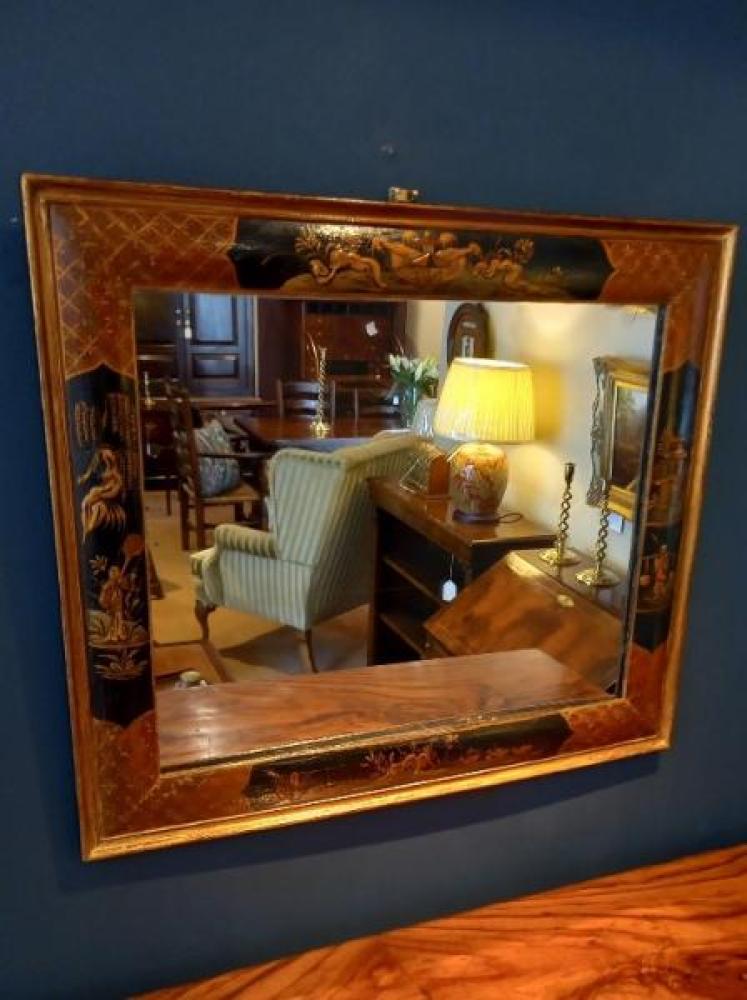 Victorian Chinioserie Cushion Frame Wall Mirror - Image 6