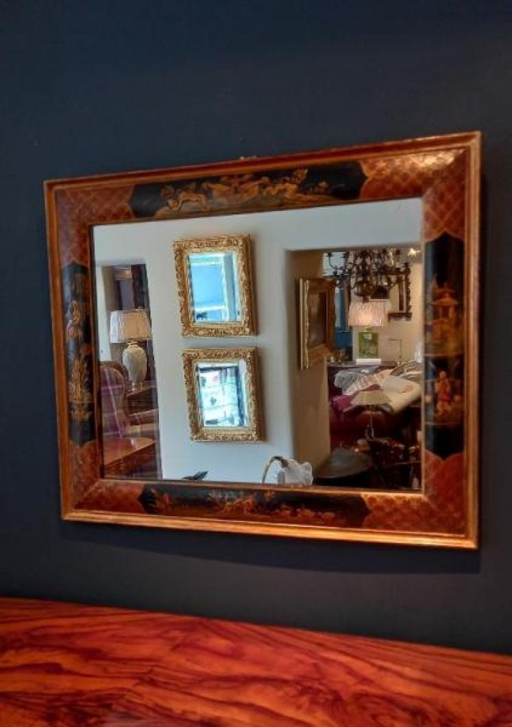 Victorian Chinioserie Cushion Frame Wall Mirror - Image 7