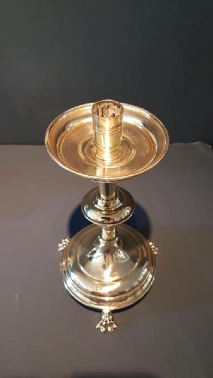 Pair Stylish Victorian Church Candlesticks - Image 2