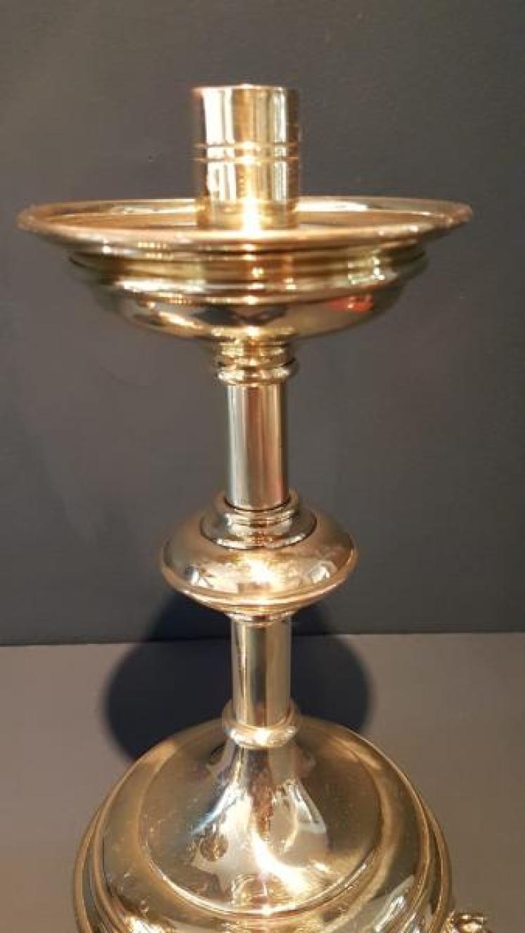 Pair Stylish Victorian Church Candlesticks - Image 5
