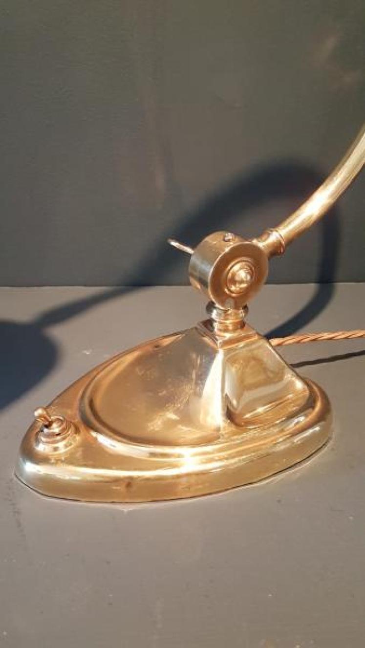 Antique Edwardian Brass Lamp And Shade - Image 6