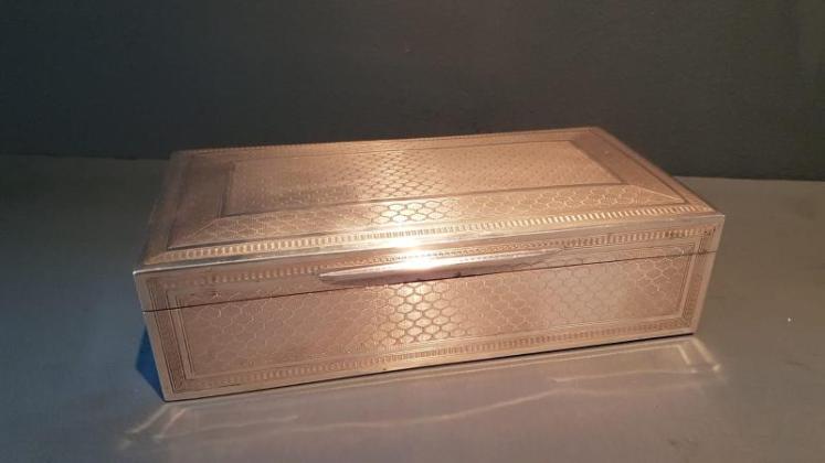 Edwardian Engine Turned Silver Card Box - Image 1