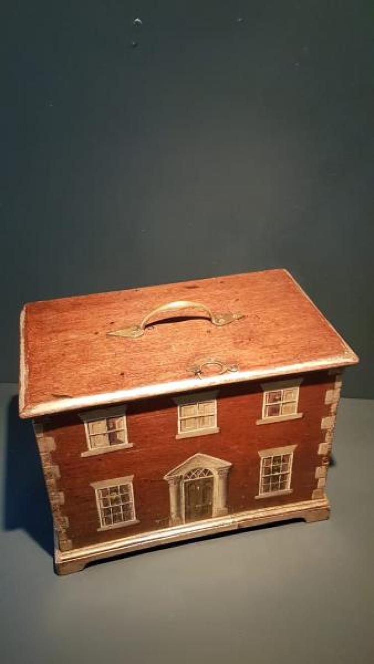 Antique Hand Painted Country House Box - Image 2
