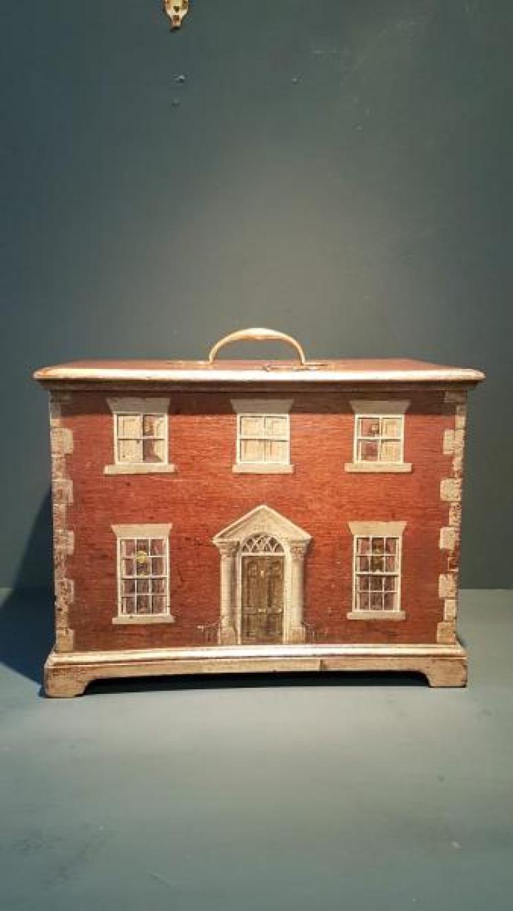 Antique Hand Painted Country House Box - Image 5