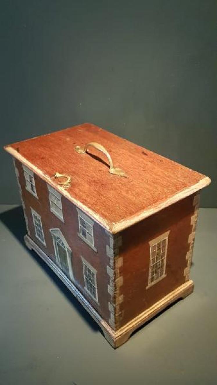 Antique Hand Painted Country House Box - Image 6