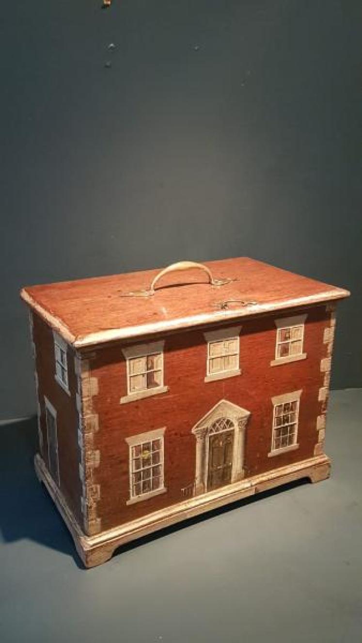 Antique Hand Painted Country House Box - Image 7