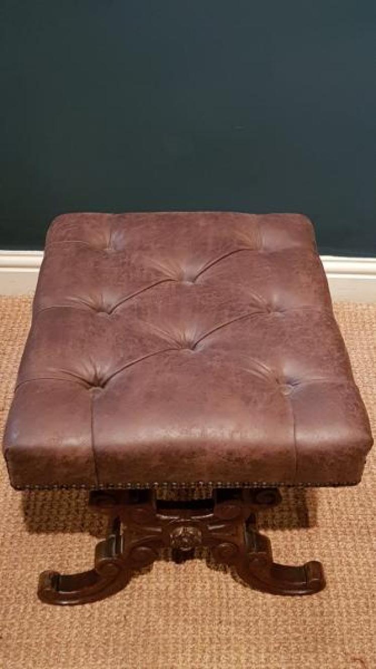 Early Victorian Rosewood X Frame Stool - Image 4