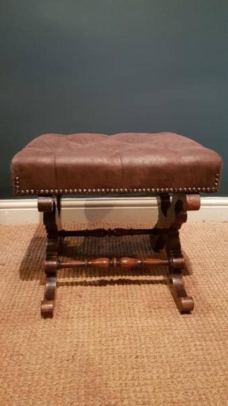 Early Victorian Rosewood X Frame Stool - Image 5