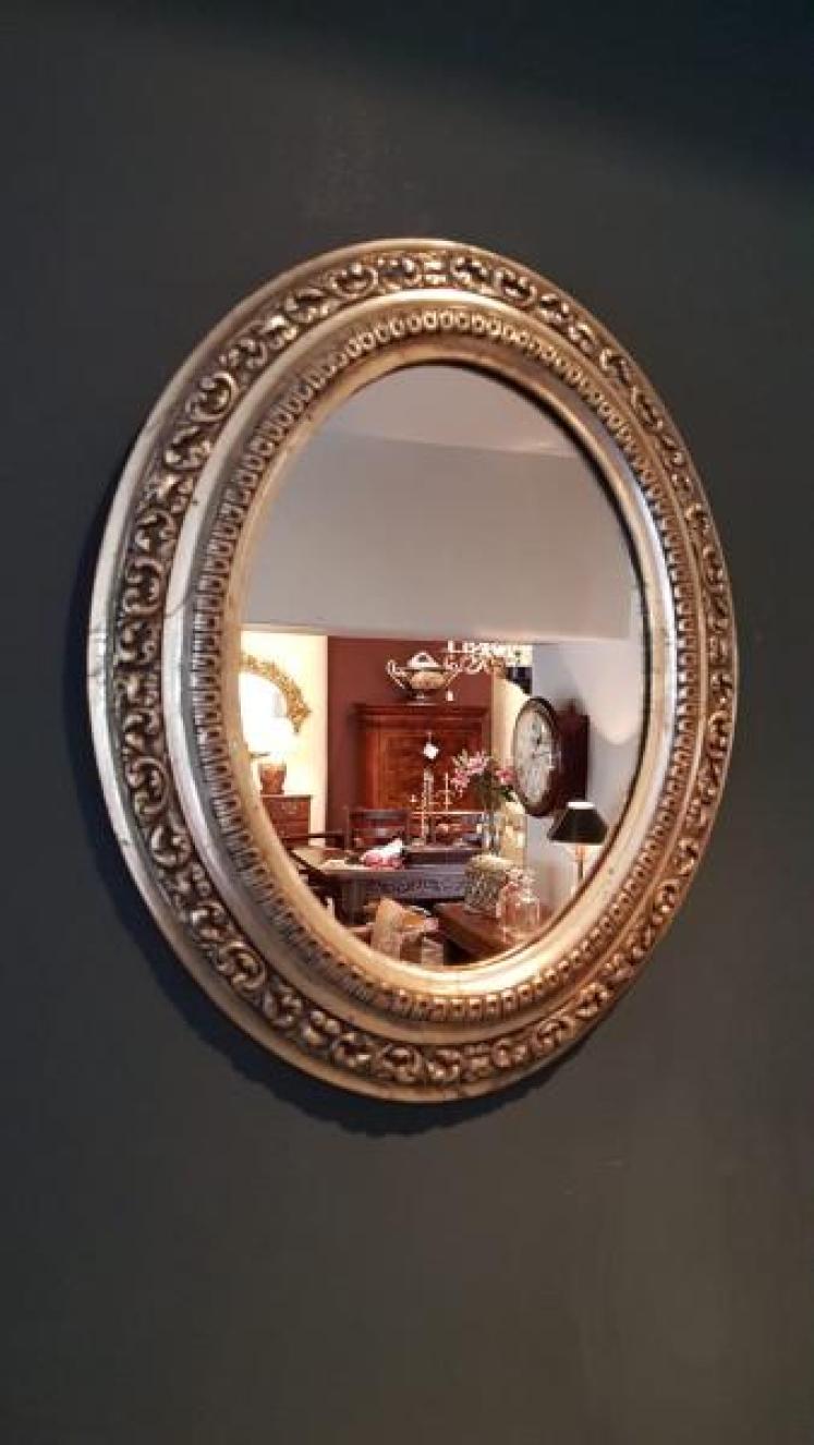 Small Edwardian Silver Gilt Oval Mirror - Image 1