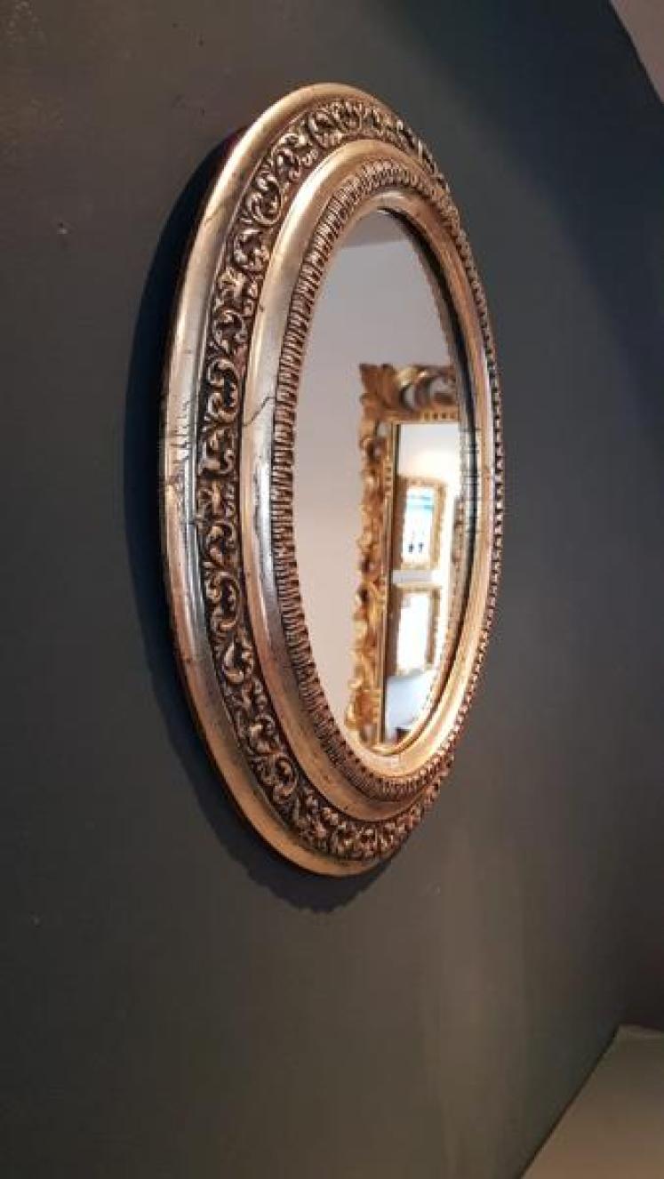 Small Edwardian Silver Gilt Oval Mirror - Image 2