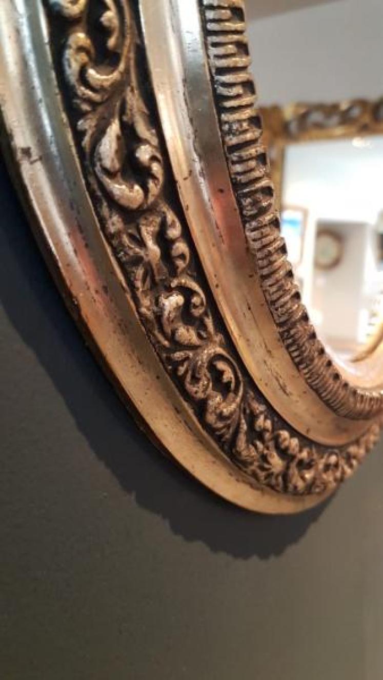 Small Edwardian Silver Gilt Oval Mirror - Image 4