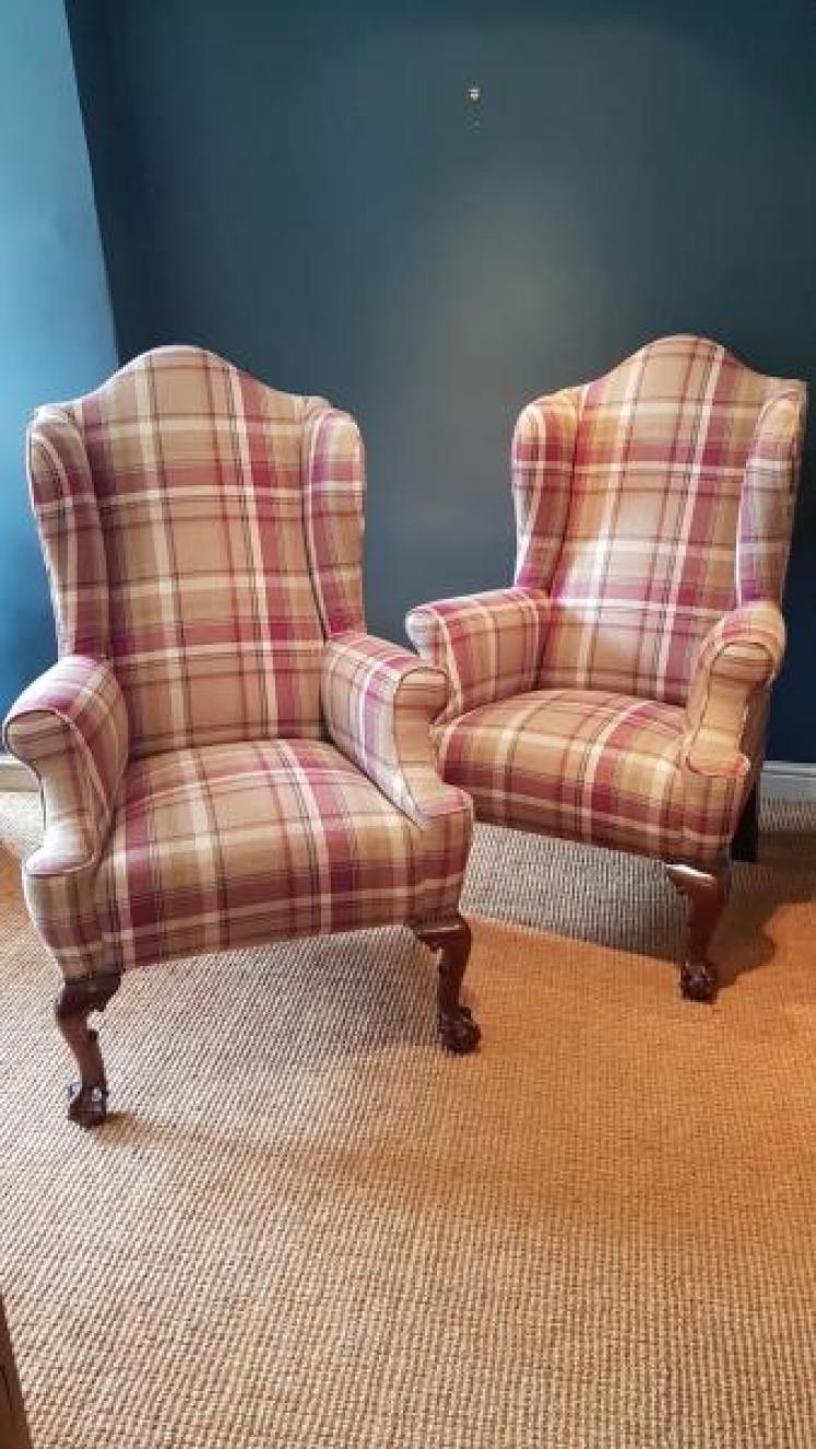 Pair of Victorian Wing Back Arm Chairs - Image 1