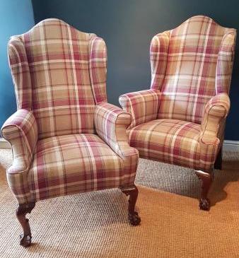 Pair of Victorian Wing Back Arm Chairs