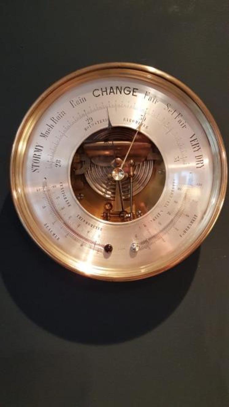 Superb Victorian Brass Cased Marine Barometer - Image 1