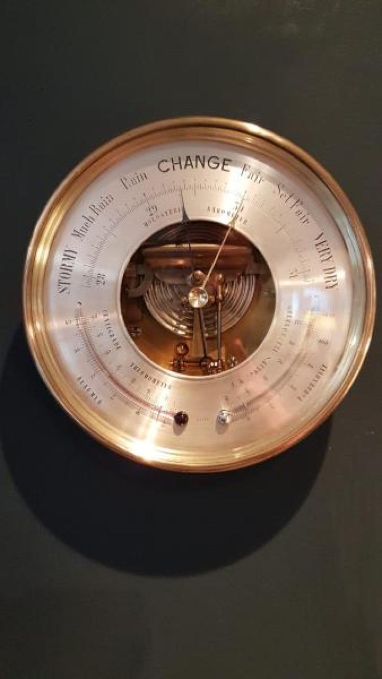 Superb Victorian Brass Cased Marine Barometer - Image 6