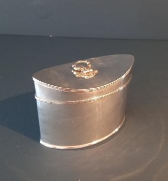 George V Period Silver Oval Dished Top Tea Caddy