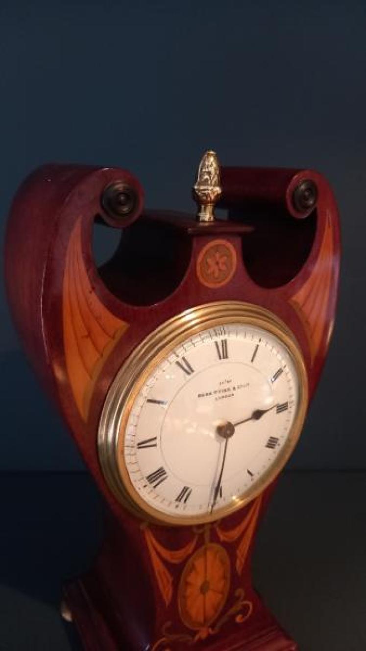 Fine Edwardian Inlaid London Exhibition Mantel Clock - Image 4