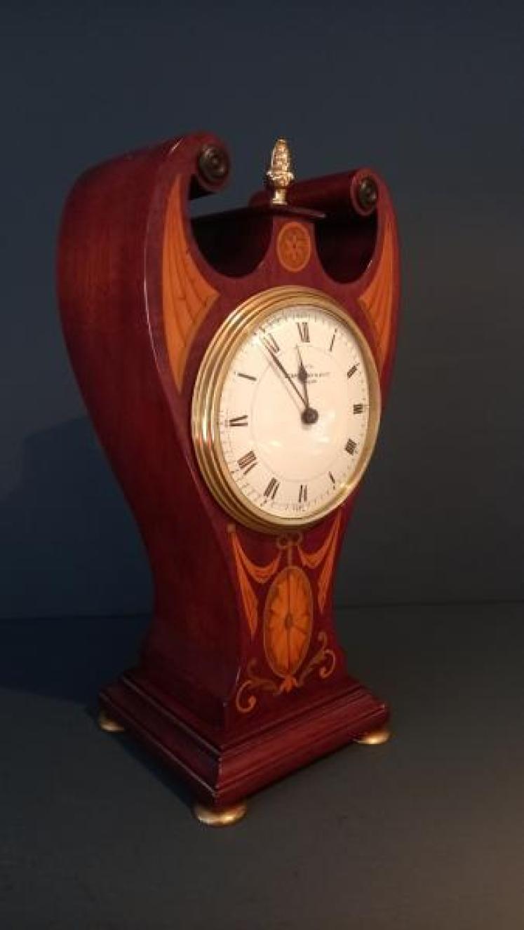 Fine Edwardian Inlaid London Exhibition Mantel Clock - Image 7