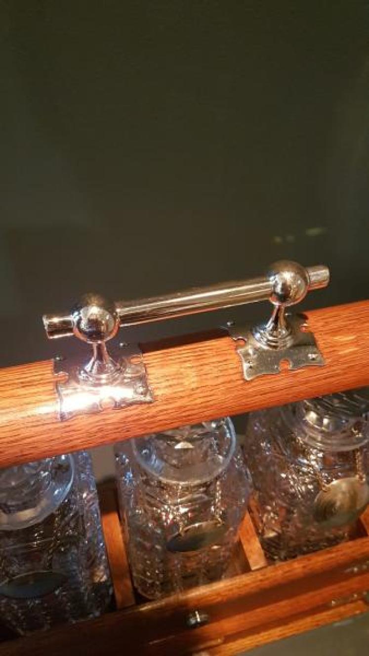 Victorian Oak Tantalus With Games Drawer - Image 7