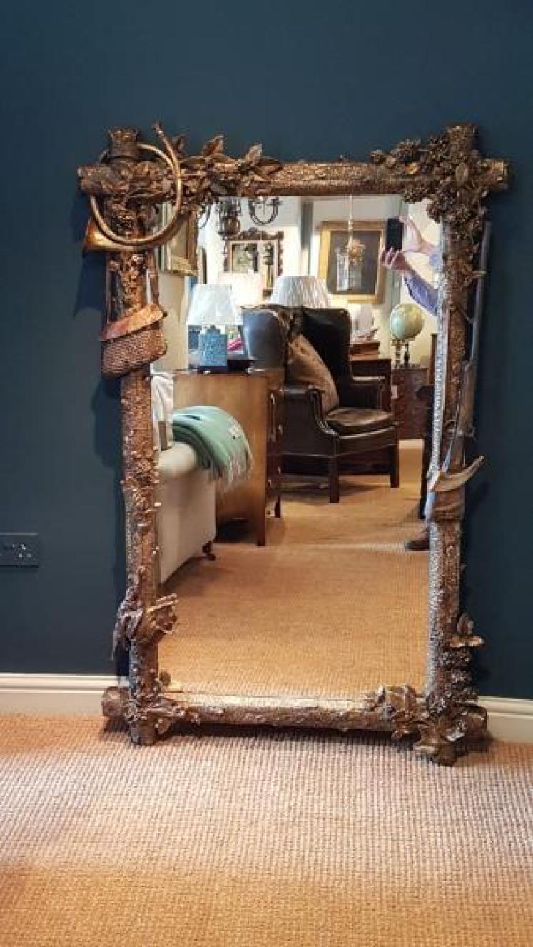 Superb Victorian Shooting Themed Gilt Mirror - Image 1