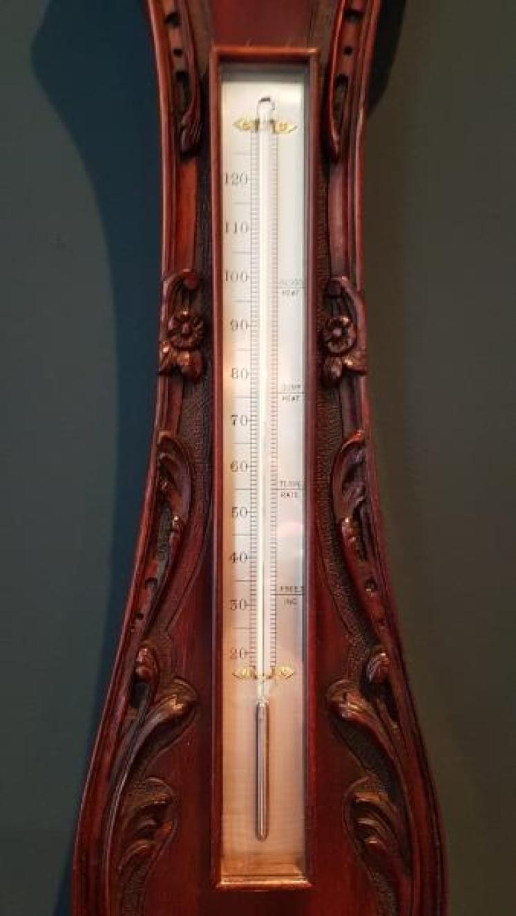 Slim Victorian 6" Dial Mahogany Banjo Barometer - Image 4